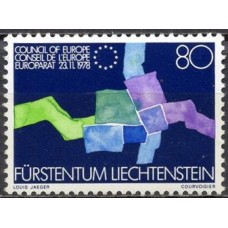 LIE0670M-SELO ADESÃO DE LIECHTENSTEIN AO CONSELHO DA EUROPA - LIECHTENSTEIN - 1979 - MINT