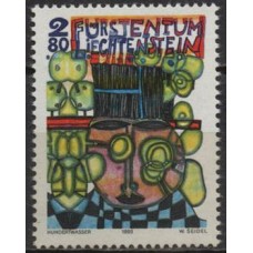 LIE1001N-SELO HOMENAGEM AO LIECHTENSTEIN I - OBRA DE HUNDERTWASSER - LIECHTENSTEIN - 1993 - N