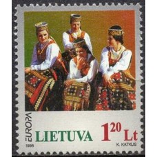 LIT0580N-SELO SÉRIE EUROPA - FESTAS NACIONAIS - LITUÂNIA - 1998 - N