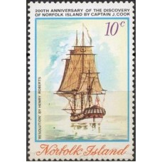 NOK0151M-SELO BICENTENÁRIO DA DESCOBERTA DA ILHA DE NORFOLK PELO CAPITÃO COOK, 10C - NORFOLK - 1974 - MINT
