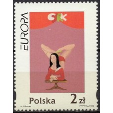 POL3737M-SELO SÉRIE EUROPA - O CIRCO - POLÔNIA - 2002 - MINT