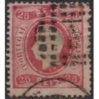 POR0040UA.08-SELO LUÍS 1º, 25R DENTEAÇÃO 12 1/2 - PORTUGAL - 1870/80 - U