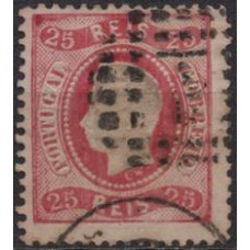 POR0040UA.08-SELO LUÍS 1º, 25R DENTEAÇÃO 12 1/2 - PORTUGAL - 1870/80 - U