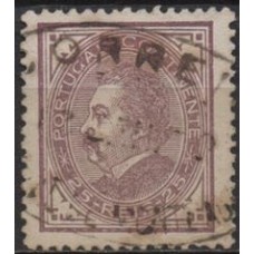 POR0052UAA.02-SELO LUÍS 1º, 25R LILÁS DENTEAÇÃO 12 1/2 - PORTUGAL - 1880/81 - U
