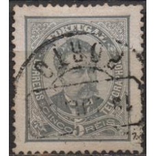 POR0056UB.01-SELO LUÍS 1º, 5R PRETO ACIZENTADO DENTEAÇÃO 12 1/2 - PORTUGAL - 1882/87 - U