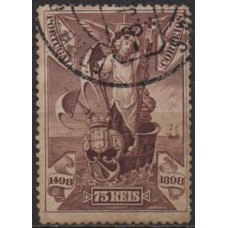 POR0151U.02-SELO 4º CENTENÁRIO DA DESCOBERTA DA ROTA DAS ÍNDIAS POR VASCO DA GAMA, 75R - PORTUGAL - 1898 - U