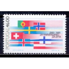 POR1633M-SELO 25º ANIVERSÁRIO DA ASSOCIAÇÃO EUROPEIA DE LIVRE COMÉRCIO - PORTUGAL - 1985 - MINT