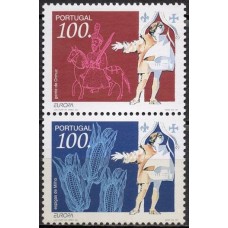 POR1988MSA-SE-TENANT SÉRIE EUROPA - A EUROPA E AS DESCOBERTAS (DO BLOCO), 3ª POSIÇÃO - PORTUGAL - 1994 - MINT