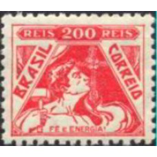 RE0282M-SELO VOVÓ PARTE 2, 200 RÉIS FÉ E ENERGIA VERMELHO FILIGRANA K - 1931/35 - MINT