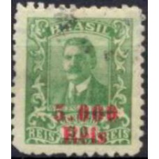 RE0342U-SELO OFICIAL WENCESLAU BRAZ SOBRESTAMPADO, 5.000/50 RÉIS FILIGRANA 'D' - 1928 - U