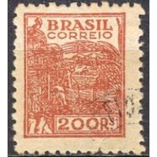 RE0389UC-SELO NETINHA, 200 RÉIS FILIGRANA 'O' PAPEL MÉDIO LISO - 1942/46 - U