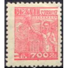 RE0431N-SELO NETINHA COM TRAÇOS VERDES NO VERSO, 700 RÉIS FILIGRANA 'M' HORIZONTAL - 1942 - N