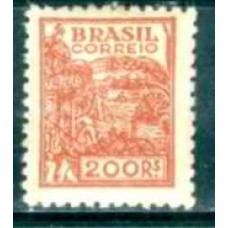 RE0443M-SELO NETINHA COM TRAÇOS VERDES NO VERSO, 200 RÉIS FILIGRANA 'O' PAPEL FINO - 1942/46 - MINT