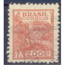 RE0443U-SELO NETINHA COM TRAÇOS VERDES NO VERSO, 200 RÉIS FILIGRANA 'O' PAPEL FINO - 1942/46 - U