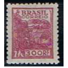 RE0444M-SELO NETINHA COM TRAÇOS VERDES NO VERSO, 300 RÉIS FILIGRANA 'O' PAPEL FINO - 1942/46 - MINT