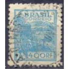 RE0445U-SELO NETINHA COM TRAÇOS VERDES NO VERSO, 400 RÉIS FILIGRANA 'O' PAPEL FINO - 1942/46 - U