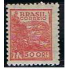 RE0446M-SELO NETINHA COM TRAÇOS VERDES NO VERSO, 500 RÉIS FILIGRANA 'O' PAPEL FINO - 1942/46 - MINT