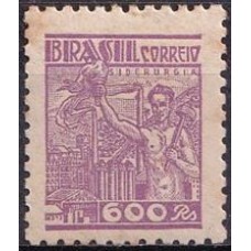 RE0447N-SELO NETINHA COM TRAÇOS VERDES NO VERSO, 600 RÉIS FILIGRANA 'O' PAPEL MÉDIO TRAMADO - 1942/46 - N