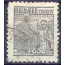 RE0449U-SELO NETINHA COM TRAÇOS VERDES NO VERSO, 1.000 RÉIS FILIGRANA 'O' PAPEL FINO - 1942/46 - U