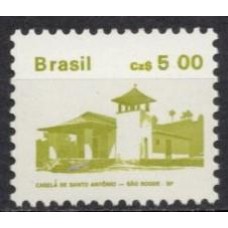 RE0649MA-SELO PATRIMÔNIO HISTÓRICO E ARTÍSTICO BRASILEIRO - IMPRESSORA WIFAG, CAPELA EM SÃO ROQUE/SP - OLIVA AMARELADO - 1987 - MINT