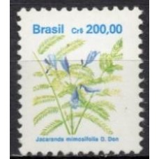 RE0684MB-SELO FLORA BRASILEIRA PADRÃO CRUZEIRO, 200,00 PAPEL FOSCO FOSFORESCÊNCIA GELO - 1991 - MINT