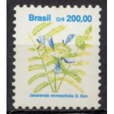 RE0684NC-SELO FLORA BRASILEIRA PADRÃO CRUZEIRO, 200,00 FLORES AZUIS - 1991 - N