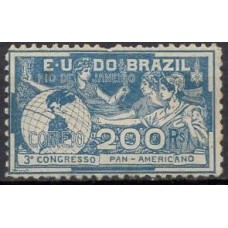 SB0006NA-SELO 3º CONGRESSO PANAMERICANO, 200 RÉIS - 1907 - N - COM DEFEITO NO PICOTE: OFERTADO POR 1/3 DO PREÇO