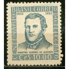 SB0280N-SELO CENTENÁRIO DO TELÉGRAFO ELÉTRICO NO BRASIL, EUSÉBIO DE QUEIROZ - 1952 - N