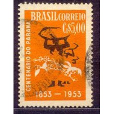 SB0326U-SELO CENTENÁRIO DA EMANCIPAÇÃO POLÍTICA DO PARANÁ E CONGRESSO INTERNACIONAL DO CAFÉ, CR$ 5,00 - 1954 - U