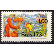 SB0779M-SELO INAUGURAÇÃO DO CABO SUBMARINO BRASIL/CANÁRIAS - BRACAN I - 1973 - MINT