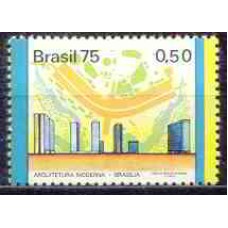 SB0880N-SELO HABITAÇÕES NO BRASIL - O HOMEM E O MEIO, BRASÍLIA FAIXA AMARELA À DIREITA - 1975 - N