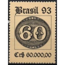 SB1847M.02-SELO 150 ANOS DA EMISSÃO DOS 'OLHOS DE BOI' - EXPOSIÇÃO FILATÉLICA BRASILIANA 93, 60.000,00 - 2ª POSIÇÃO DA FILIGRANA (DO BLOCO) - 1993 - MINT