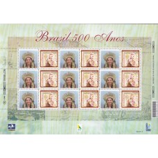 SB2254MF.05-FOLHA PERSONALIZADO BRASIL 500 ANOS, ÍNDIA - 2000 - MINT
