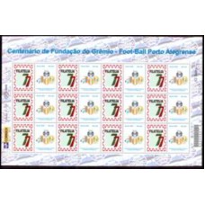 SB2542MF-FOLHA PERSONALIZADO CENTENÁRIO DO GRÊMIO, FILATELIA77 - 2003 - MINT