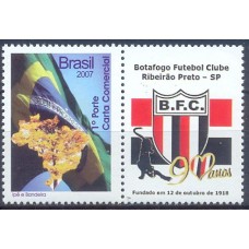 SB2720M.03-SELO PERSONALIZADO IPÊ E BANDEIRA VERTICAL, 90 ANOS DO BOTAFOGO FC DE RIBEIRÃO PRETO - 2009 - MINT