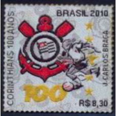 SB3028M-SELO CENTENÁRIO DO SPORT CLUB CORINTHIANS PAULISTA - DE TECIDO - 2010 - MINT