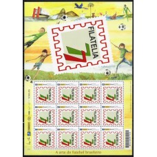 SB3310MF.03A-FOLHA PERSONALIZADO A ARTE DO FUTEBOL BRASILEIRO, FILATELIA77 VERTICAL - 2014 - MINT