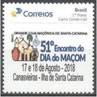SB3697M.12-SELO PERSONALIZADO PRISMA GOMADO, 51º ENCONTRO DO DIA DO MAÇOM - 2018 - MINT SB3697M.12-SELO PERSONALIZADO PRISMA GOMADO, 51º ENCONTRO DO DIA DO MAÇOM - 2018 - MINT