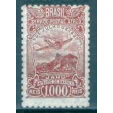 SBA030N-SELO AERONÁUTICA FILIGRANA K DENTEAÇÃO 11, 1.000 RÉIS - 1933/34 - N