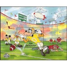 TANB064M-BLOCO 60º ANIVERSÁRIO DO MICKEY - TANZÂNIA - 1988 - MINT