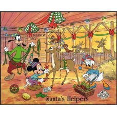 UGAB084M-BLOCO AJUDANTES DO PAPAI NOEL - 60º ANIVERSÁRIO DO MICKEY - UGANDA - 1988 - MINT