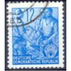 ALO0153U-SELO PLANO QUINQUENAL, 12P - ALEMANHA ORIENTAL - 1954 - U