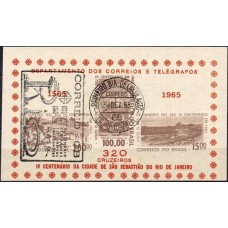 BC0017.01-BLOCO 4º CENTENÁRIO DO RIO DE JANEIRO, 320 CR$ - 1965 - CPD E CBC GUANABARA
