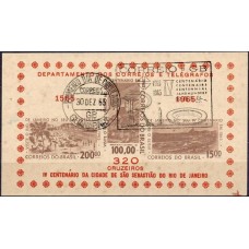 BC0017.02-BLOCO 4º CENTENÁRIO DO RIO DE JANEIRO, 320 CR$ - 1965 - CPD E CBC GUANABARA - COM FERRUGEM