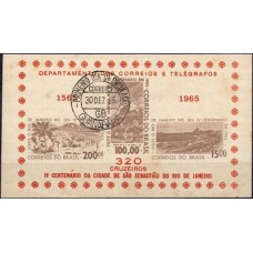 BC0017.09-BLOCO 4º CENTENÁRIO DO RIO DE JANEIRO, 320 CR$ - 1965 - CPD GUANABARA - FERRUGEM ACENTUADA