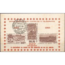 BC0017.10-BLOCO 4º CENTENÁRIO DO RIO DE JANEIRO, 320 CR$ - 1965 - CPD RIBEIRÃO PRETO - COM FERRUGEM