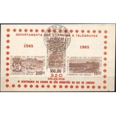 BC0017.12-BLOCO 4º CENTENÁRIO DO RIO DE JANEIRO, 320 CR$ - 1965 - CPD SÃO PAULO - MÍNIMA FERRUGEM