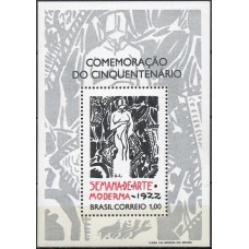 BL0031M-BLOCO CINQUENTENÁRIO DA SEMANA DE ARTE MODERNA DE 1922 - 1972 - MINT