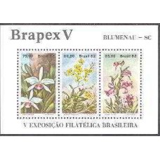 BL0051N-BLOCO EXPOSIÇÃO FILATÉLICA BRAPEX V - ORQUÍDEAS - 1982 - N
