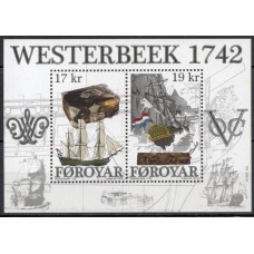 FAR0842MF-MINIFOLHA NAVIO DAS ÍNDIAS ORIENTAIS 'WESTERBEEK' - FAROÉ - 2016 - MINT
